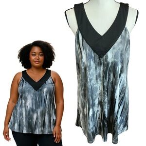 Wet Seal Tank Top Black and Gray V Neck Sleeveless Stretchy Flowy Plus Size 4XL